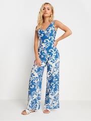 PixieGirl Petite Blue Contrast Leaf Jumpsuit - Image 3 of 6