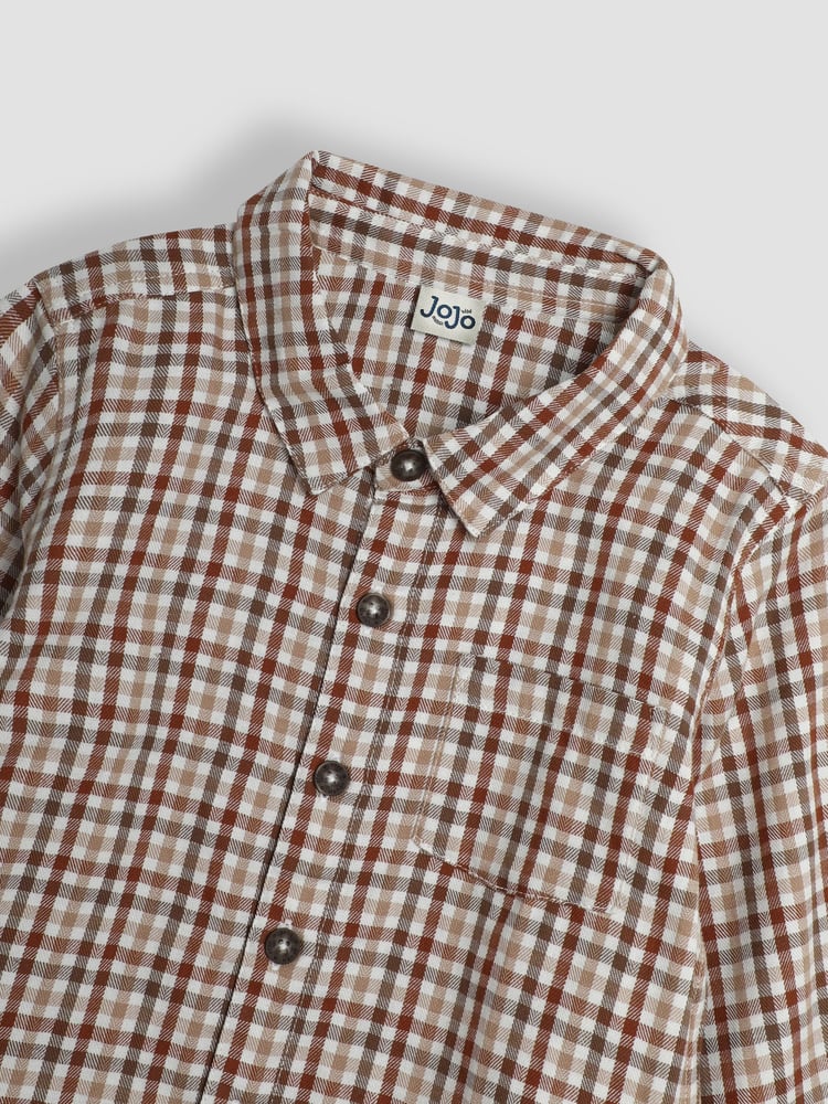 JoJo Maman Bébé Brown Tattersall Shirt - Image 3 of 3