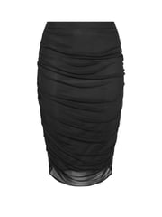 Yours Curve Black Mesh Gathered Midi Skirt - Image 4 of 4