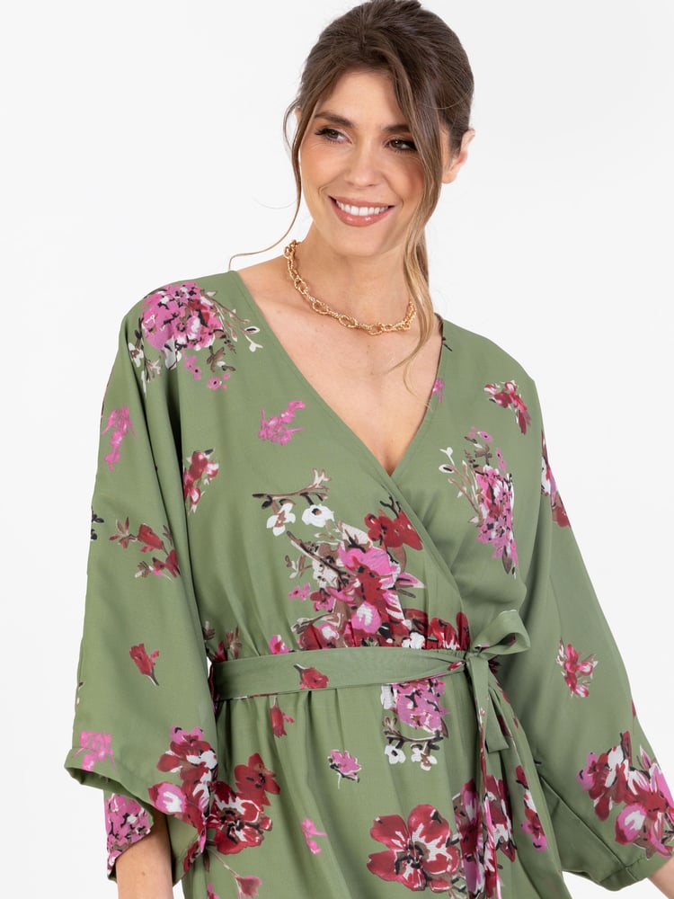 Lovedrobe Wrap Kimono Dress With Ruffled High Low Hem - Image 5 of 5