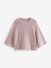 Pink Blush Sparkle Sequin Mesh Knitted Half Sleeve Jumper - Image 6 of 9