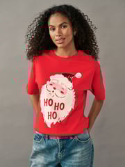 Red Christmas Short Sleeve 100% Cotton T-Shirt - Image 1 of 7