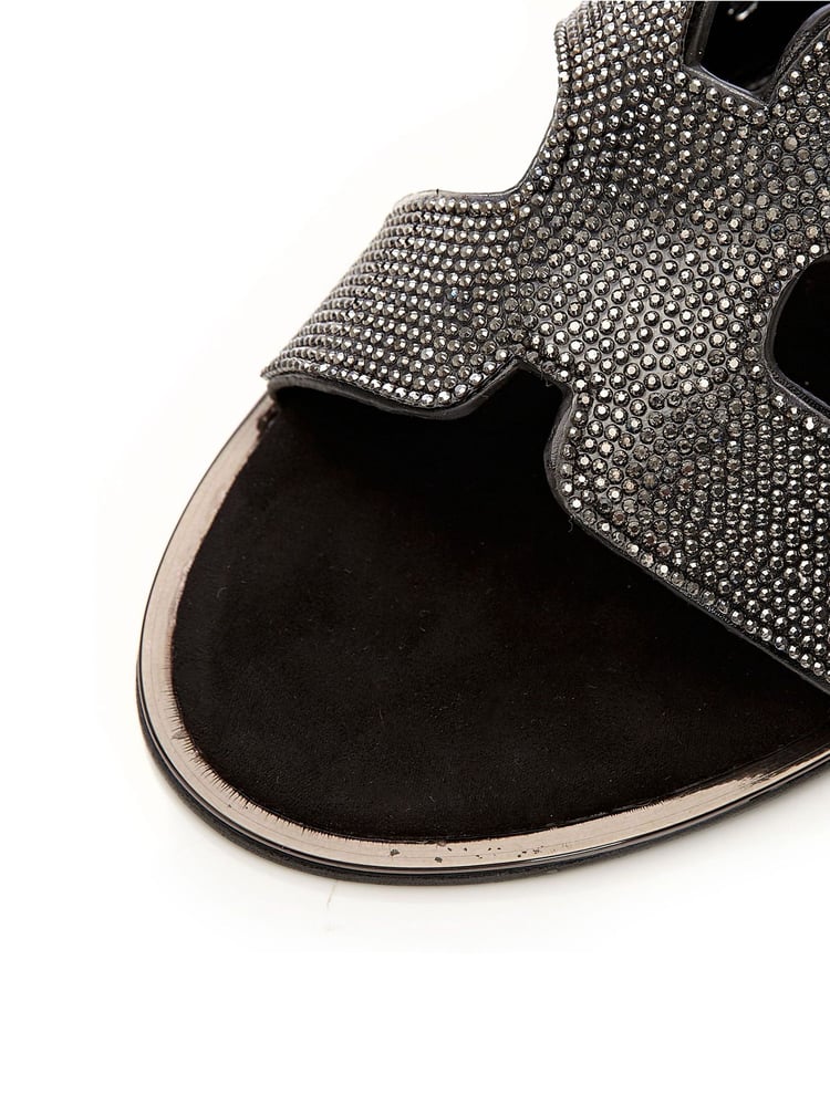 Moda in Pelle Ormay H-Strap Embellished Sliders - Image 6 of 6