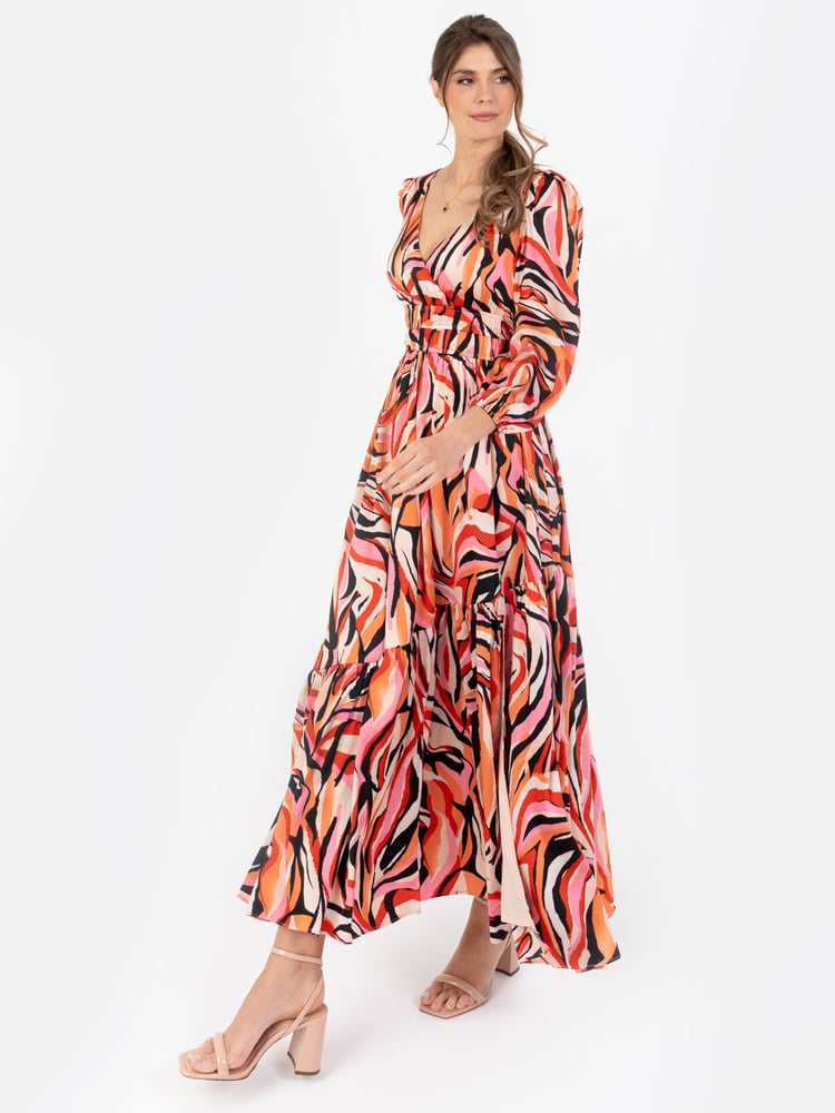 Lovedrobe Pink Wrap Front Maxi Dress With Elasticated Waist Detail - Image 5 of 5