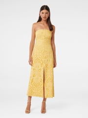 Forever New Yellow Daphne Broderie Strapless Midi Dress - Image 2 of 5