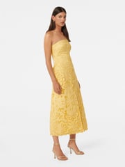 Forever New Yellow Daphne Broderie Strapless Midi Dress - Image 4 of 5