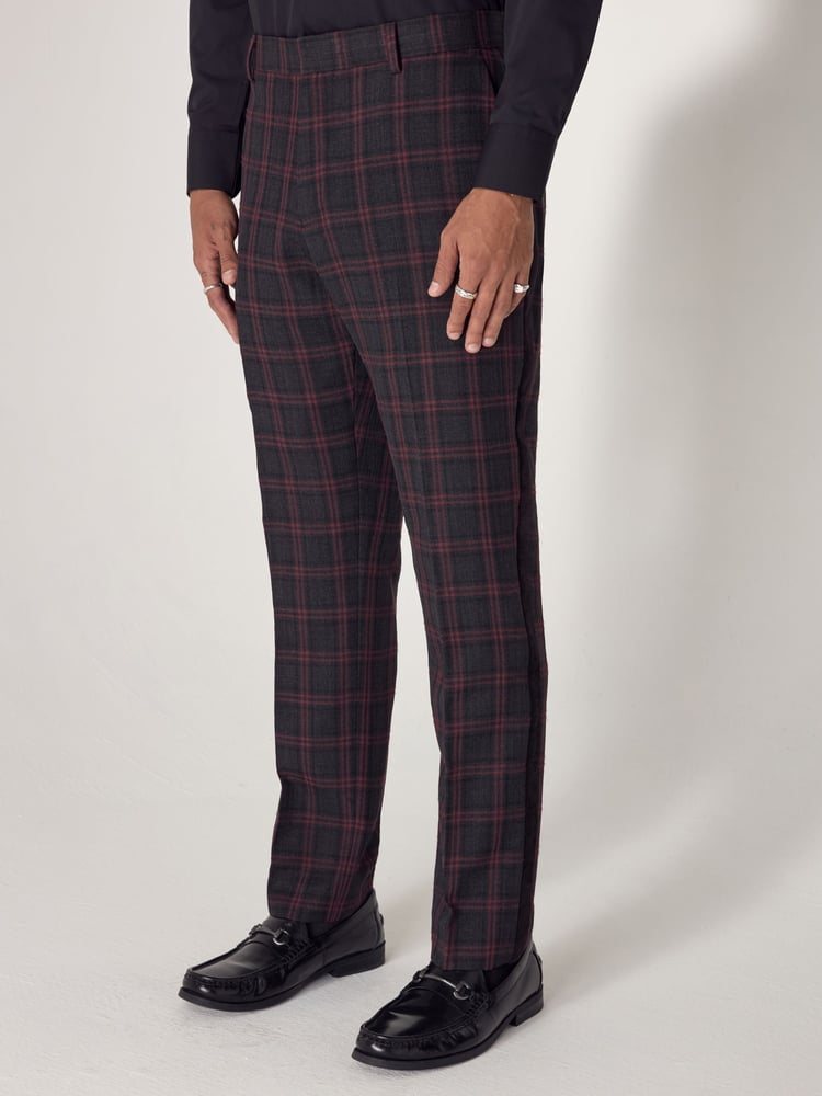 Black/Red Edit Metallic Check Trousers - Image 1 of 5