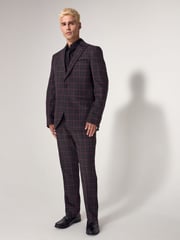 Black/Red Edit Metallic Check Trousers - Image 2 of 5