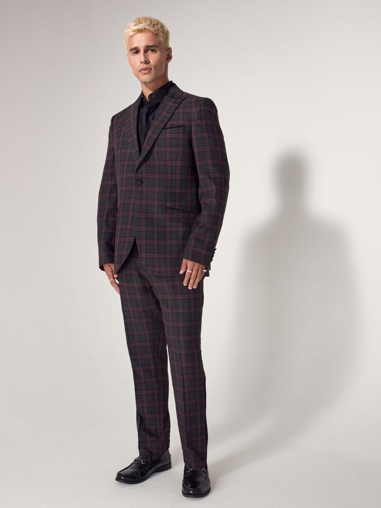 Black/Red Edit Metallic Check Trousers - Image 2 of 5