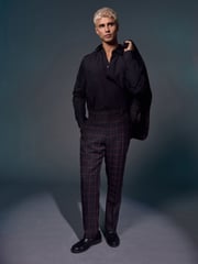 Black/Red Edit Metallic Check Trousers - Image 3 of 5