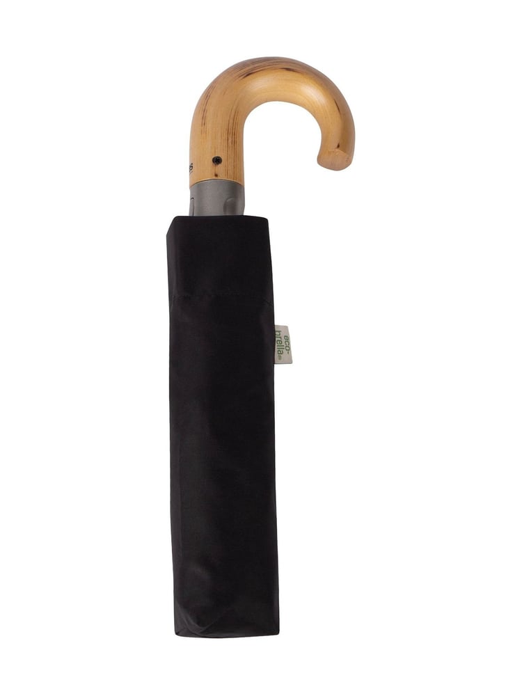 Totes Eco-brella® Automatik-Regenschirm mit Hackengriff aus Holz - Bild 1 von 3 Totes Eco-brella® Automatik-Regenschirm mit Hackengriff aus Holz - Bild 1 von 3