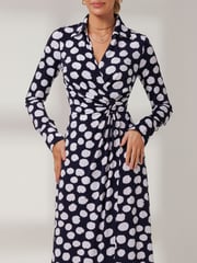 Jolie Moi Blue Reana Front Wrap Jersey Shirt Dress - Image 6 of 7