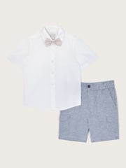 Monsoon Blue 3 Piece Smart 100% Cotton Set in Linen Blend - Image 1 of 3