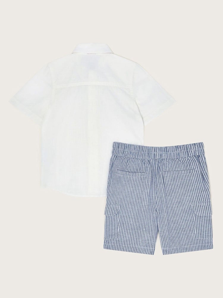 Monsoon Blue 3 Piece Smart 100% Cotton Set in Linen Blend - Image 2 of 3