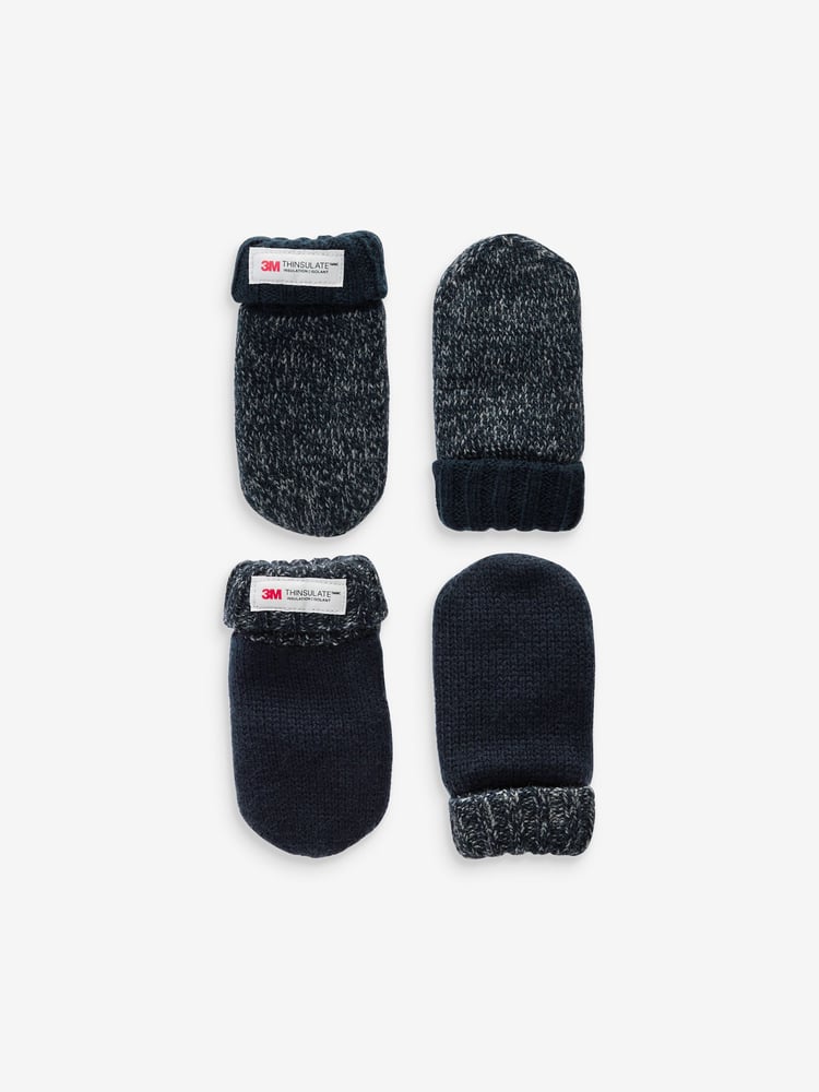 Navy Blue Thinsulate™ Mittens 2 Pack (3mths-6yrs) - Image 1 of 4 Navy Blue Thinsulate™ Mittens 2 Pack (3mths-6yrs) - Image 1 of 4