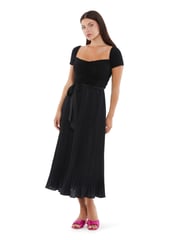 Guess Pleated Occasion Midi Dress With Linen - Image 1 of 2
