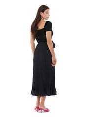 Guess Pleated Occasion Midi Dress With Linen - Image 2 of 2