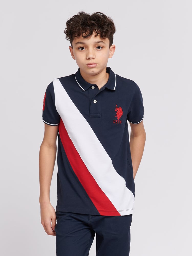 U.S. Polo Assn. Blue Boys 100% Cotton Player 3 Sash Polo Shirt - Image 1 of 7