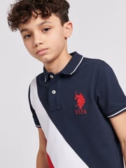 U.S. Polo Assn. Blue Boys 100% Cotton Player 3 Sash Polo Shirt - Image 2 of 7