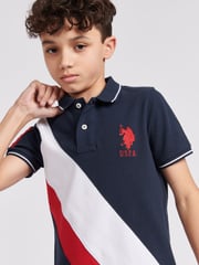 U.S. Polo Assn. Blue Boys 100% Cotton Player 3 Sash Polo Shirt - Image 5 of 7