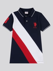 U.S. Polo Assn. Blue Boys 100% Cotton Player 3 Sash Polo Shirt - Image 6 of 7