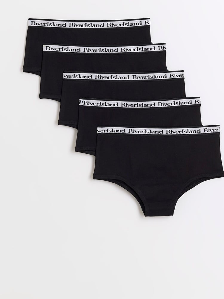 River Island Black Girls Hipster 100% Cotton Briefs 5 Pack - Image 1 of 3