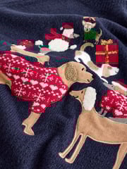 Blue Navy Dog Graphic Knitted Christmas Jumper - Image 6 of 7