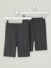 Trutex Junior Boys Slim Leg Grey 2 Pack School Shorts - Image 1 of 5