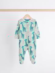 Pink/Green Popper Baby 100% Cotton Sleepsuits 3 Pack (0mths-2yrs) - Image 6 of 11