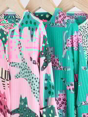 Pink/Green Popper Baby 100% Cotton Sleepsuits 3 Pack (0mths-2yrs) - Image 7 of 11