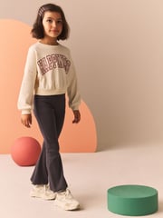 Charcoal Grey 1 Pack Rib Flare Leggings (3-16yrs) - Image 4 of 8
