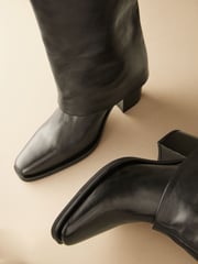 Black Premium Cowboy Gaiter Boho Knee High Boots - Image 3 of 5