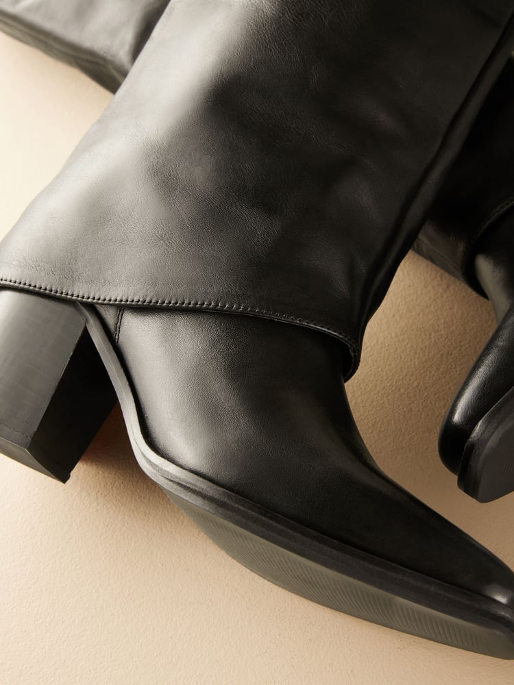 Black Premium Cowboy Gaiter Boho Knee High Boots - Image 5 of 5
