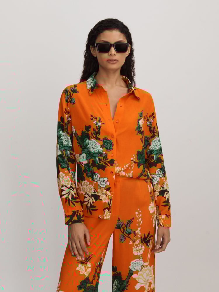 Raishma Silk Printed Button-Through Shirt - Image 1 of 5