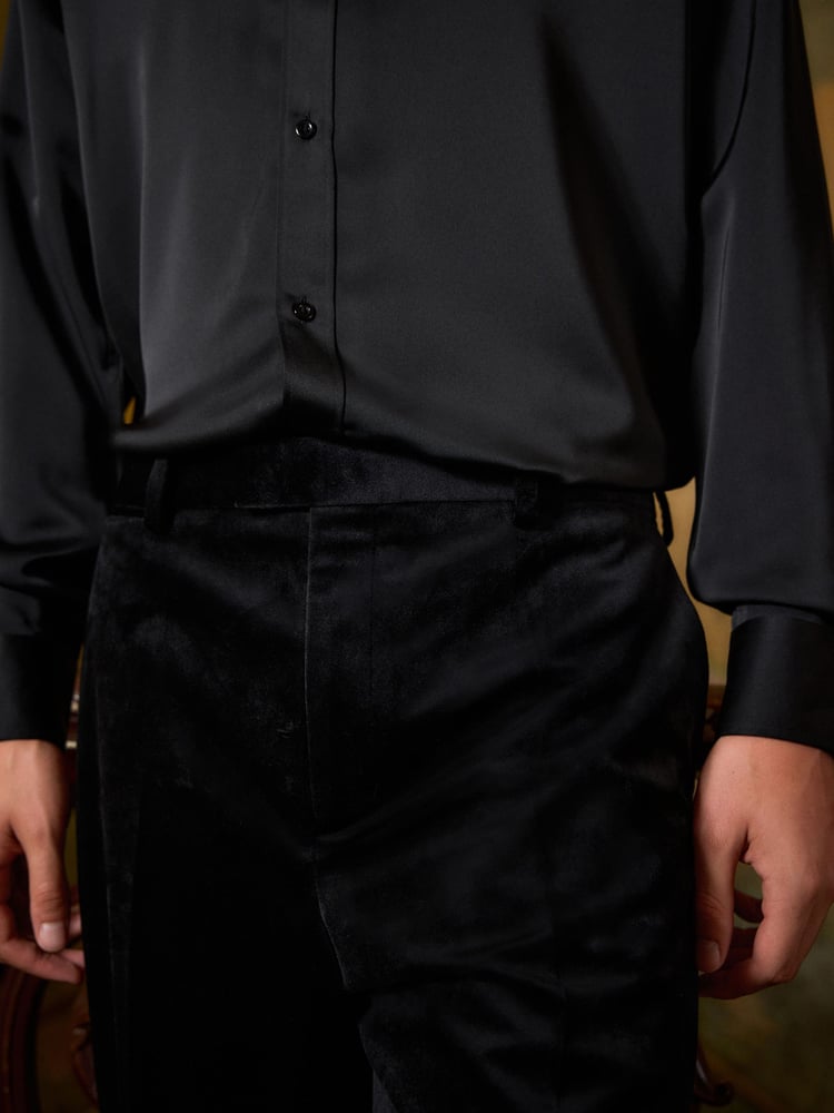 Black EDIT Wide Leg Tuxedo Trousers - Image 6 of 6