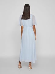 VILA Light Blue Angel Sleeve Midi Occasion Dress - Image 2 of 7