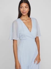VILA Light Blue Angel Sleeve Midi Occasion Dress - Image 4 of 7