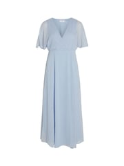 VILA Light Blue Angel Sleeve Midi Occasion Dress - Image 6 of 7