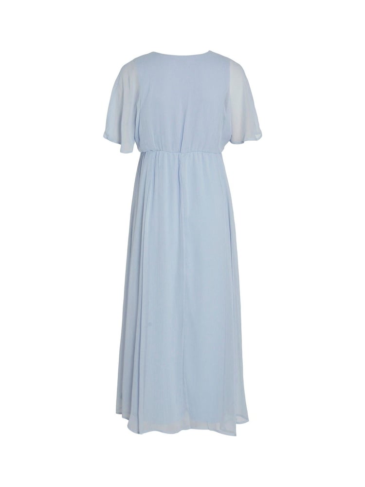 VILA Light Blue Angel Sleeve Midi Occasion Dress - Image 7 of 7