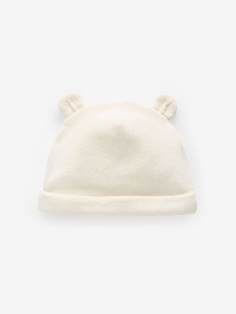 Cream Velour Baby Beanie Hats 2 Pack (0-12mths) - Image 2 of 4