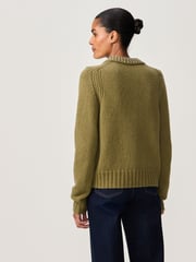 Olive Green Gem Embellished Collar Jumper - Image 3 of 6