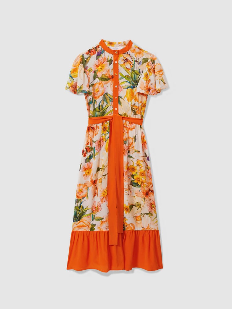 Raishma Silk Floaty Sleeve Midi Dress - Image 2 of 5