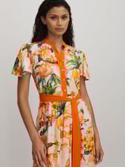 Raishma Silk Floaty Sleeve Midi Dress - Image 3 of 5