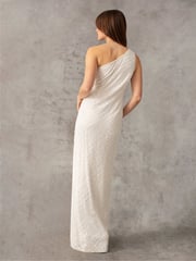 Ro&Zo White One Shoulder Beaded Dress - Image 2 of 8