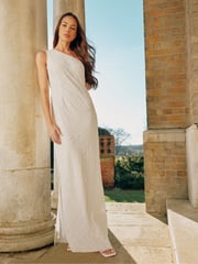 Ro&Zo White One Shoulder Beaded Dress - Image 6 of 8