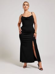 Yours Curve Black London Lace Cowl Neck Maxi Dress - Image 1 of 4