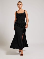 Yours Curve Black London Lace Cowl Neck Maxi Dress - Image 2 of 4