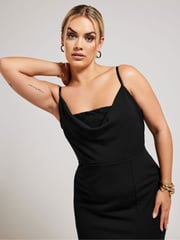 Yours Curve Black London Lace Cowl Neck Maxi Dress - Image 4 of 4