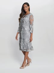 Gina Bacconi Grey Savoy Embroidered Lace Mock Jacket With Jersey Dress - Image 3 of 4