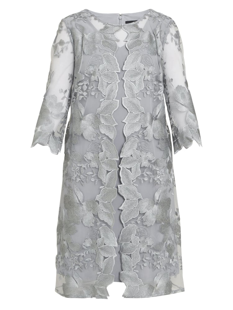 Gina Bacconi Grey Savoy Embroidered Lace Mock Jacket With Jersey Dress - Image 4 of 4